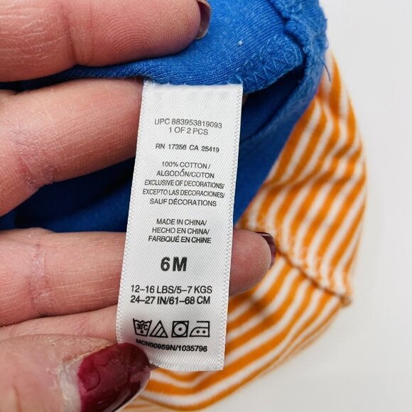 Offspring Infant Boys Size 6 Months Embroidered Airplane Striped Overalls 801 - Picture 6 of 6